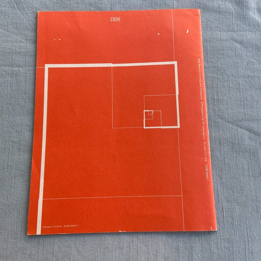 Vintage IBM Data Security Controls Procedures DP Installations 1977 2nd Ed. PC