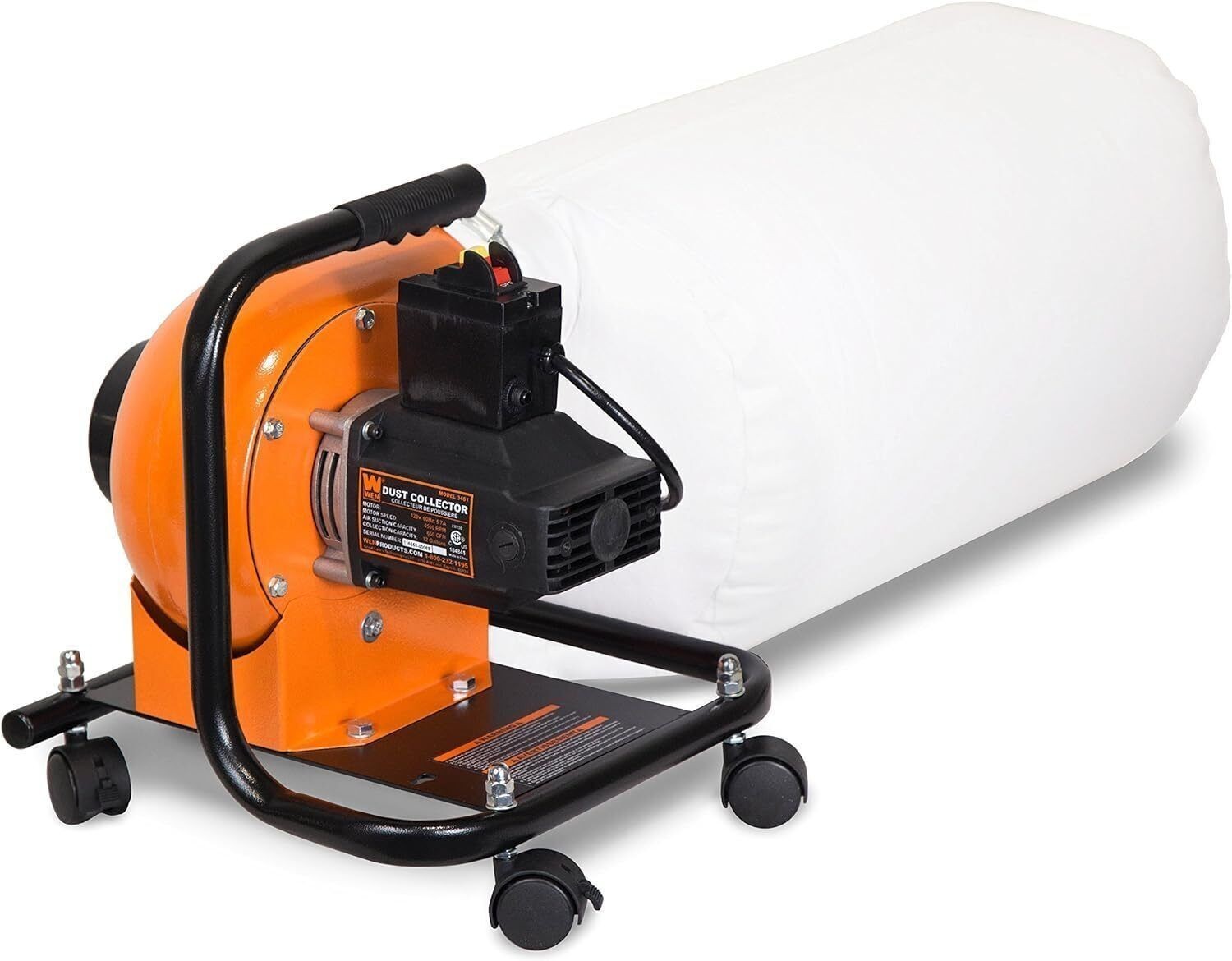 5.7-Amp 660 CFM Rolling Dust Collector W/ 12-Gallon Bag and Optional Wall Mount