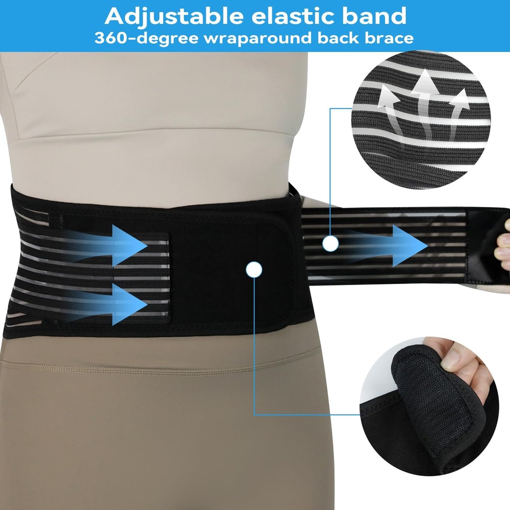 KkaFFe Back Support with Magnet, Tourmaline Magnetic Medium, Black