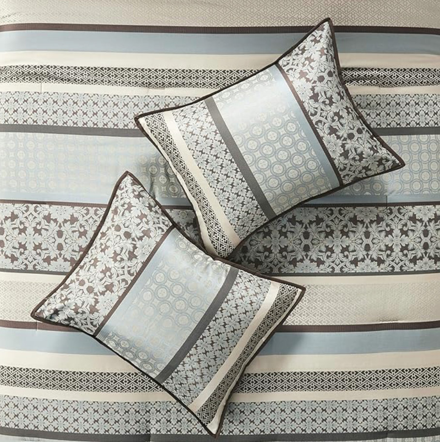 Dartmouth 7-Piece Blue Polyester Queen Comforter Set NWT
