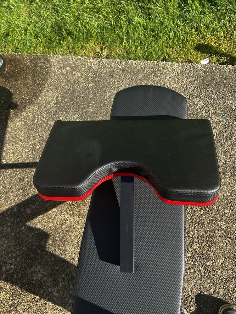 Adjustable Weight Bench Black Red with Preacher Curl Pad & Leg Developer