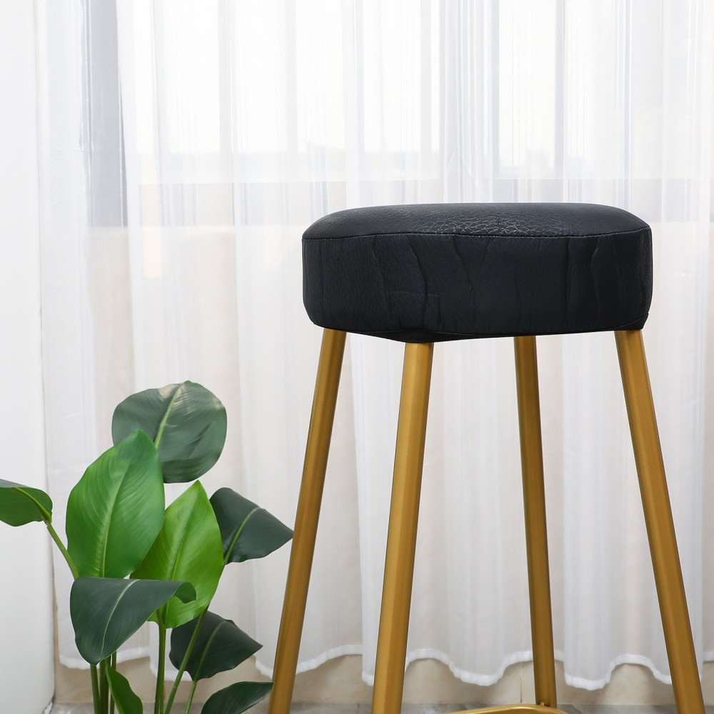 Practical Black Round Chair Cover Elastic Sponge Padding Stool Cushion Protector