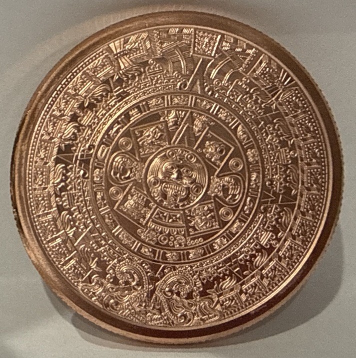 5 oz Aztec Calendar Copper Round .999 Fine Copper Bullion FREE SHIPPING