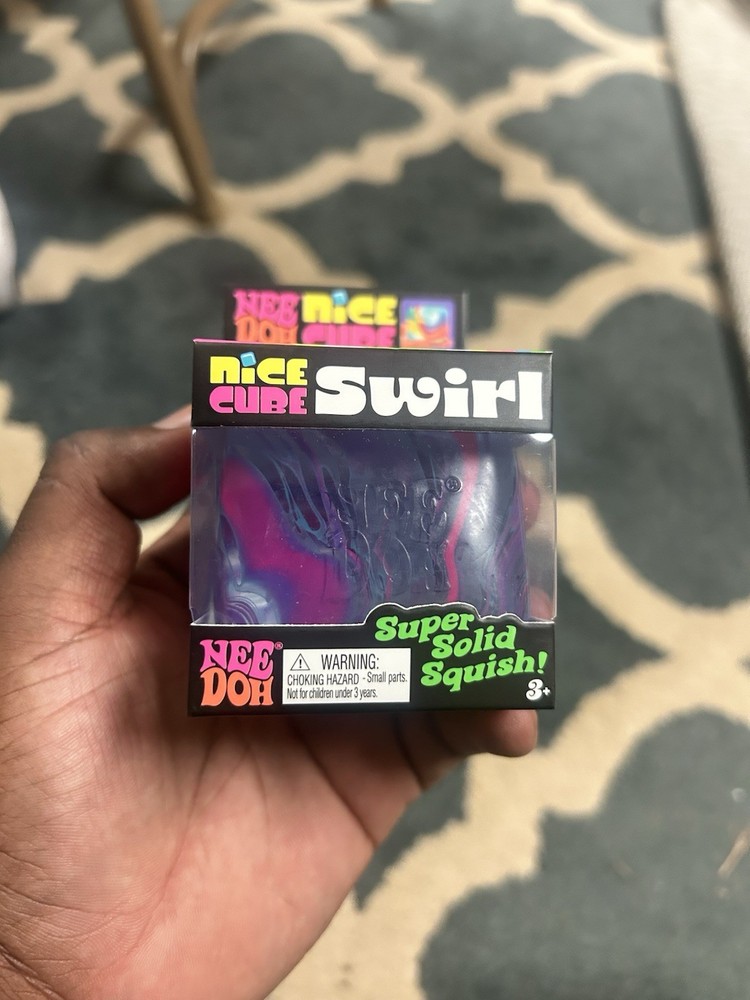 Nee Doh Nice Cube Swirl Super Solid Squish Multicolor Squeeze Toy Ages 3+