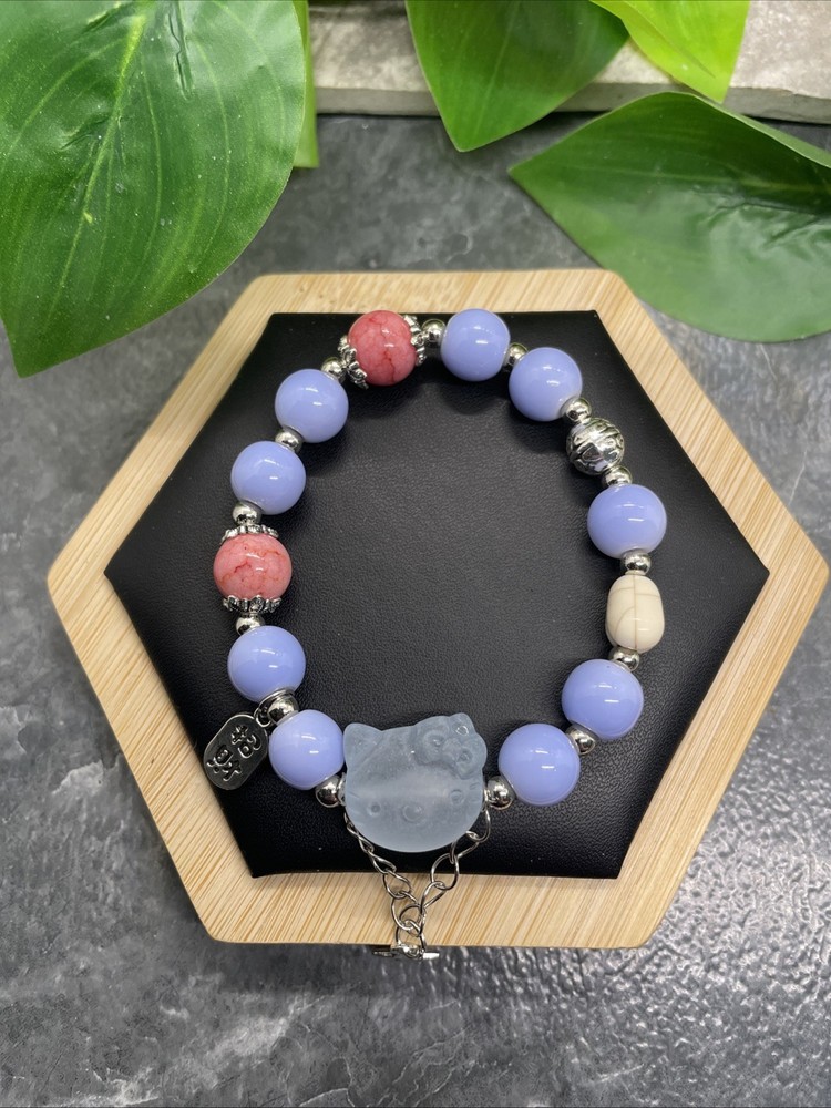 Handmade Ceramic Bead Beaded Stackable 6.5” Plus Stretch Bracelet New B327