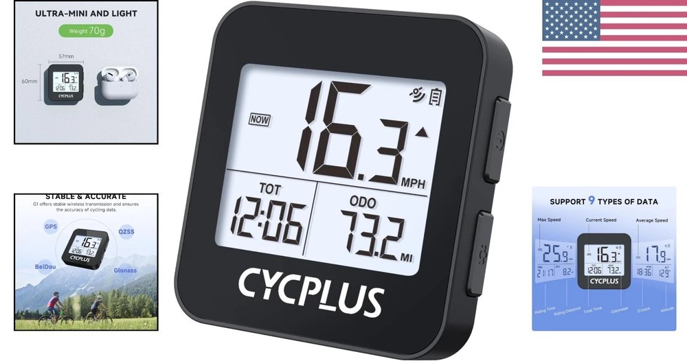 Dynamic GPS Cycling Computer - Wireless Speedometer with Automatic Backlight