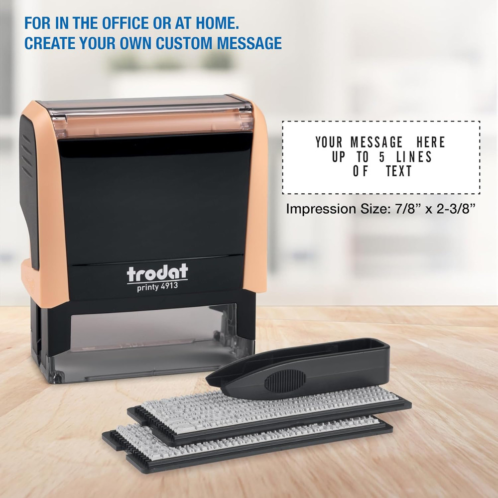 Printy 4913 Self-Inking Do It Yourself (DIY) 5 Line Personalized Custom Message