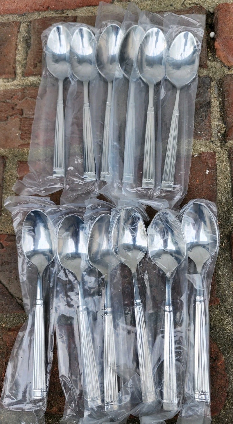 12 Pc Fortessa Doria 6" 18/10 Stainless Steel Extra Heavy Weight Teaspoon, NEW!!