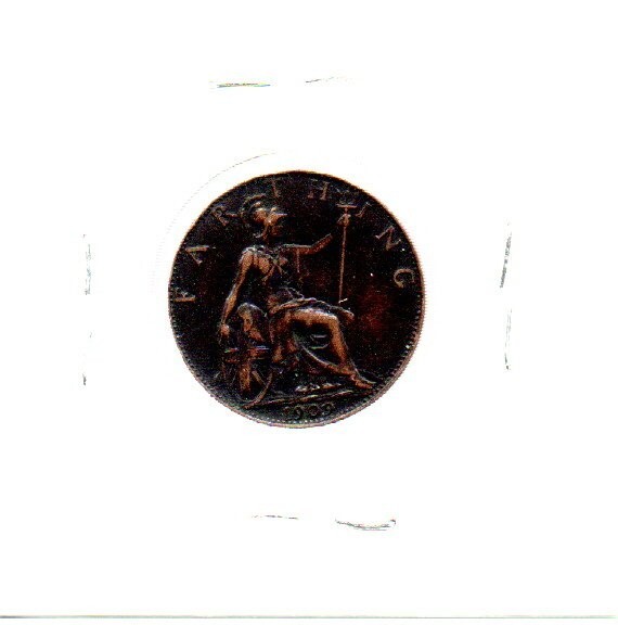 1909 Farthing Great Britain King Edward VII as pictured