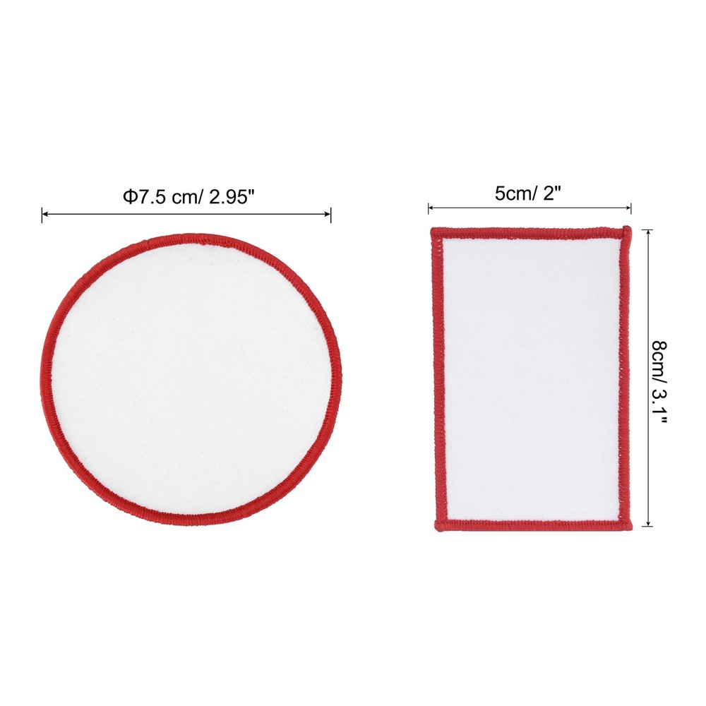 20pcs Sublimation Patch Blank, Fabric Iron-on White with Red Border