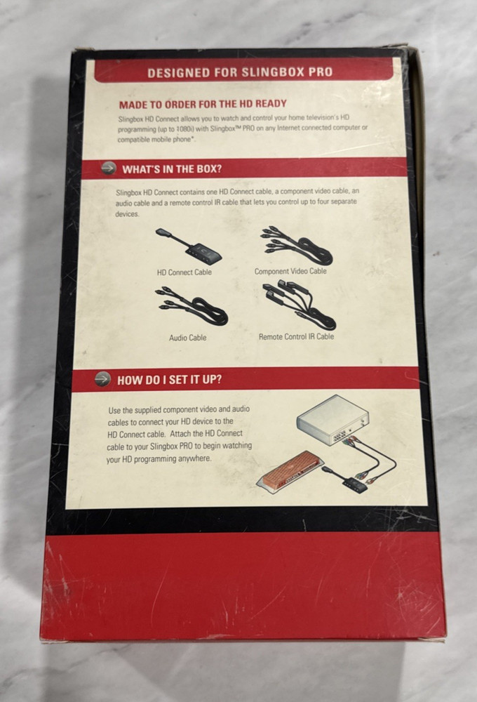 Slingbox Pro HD Connect Component Cable Model HD200-100 New Open Box 2006