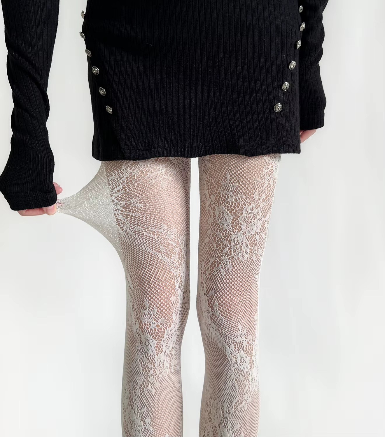 WOMENS GOTHIC FLORAL VINE FLOWER PATTERN MESH FISHNET PANTYHOSE STOCKINGS TIGHTS