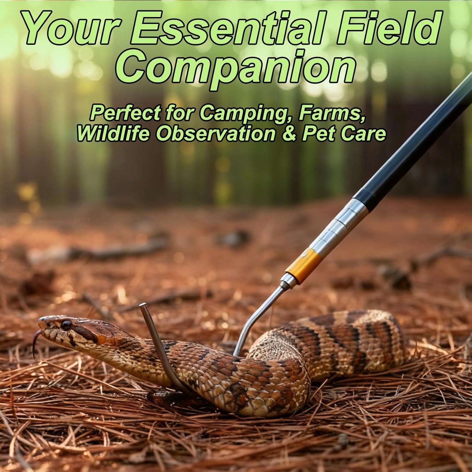 61 inch Snake Hook, Professional Reptile Catcher Handling Tool, Stainless Steel