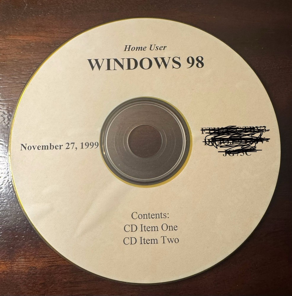 Microsoft Windows 98 Home User CD-ROM Disc Only Untested Vintage 1999