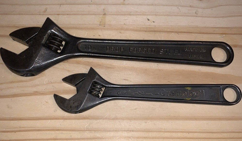 2 Vintage Crescent Wrenches 8" & 10"