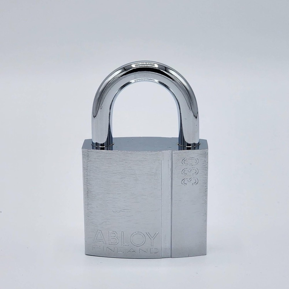 Abloy Sentry PL330/25B Brass Padlock w/ 2 Keys, Chrome Finish