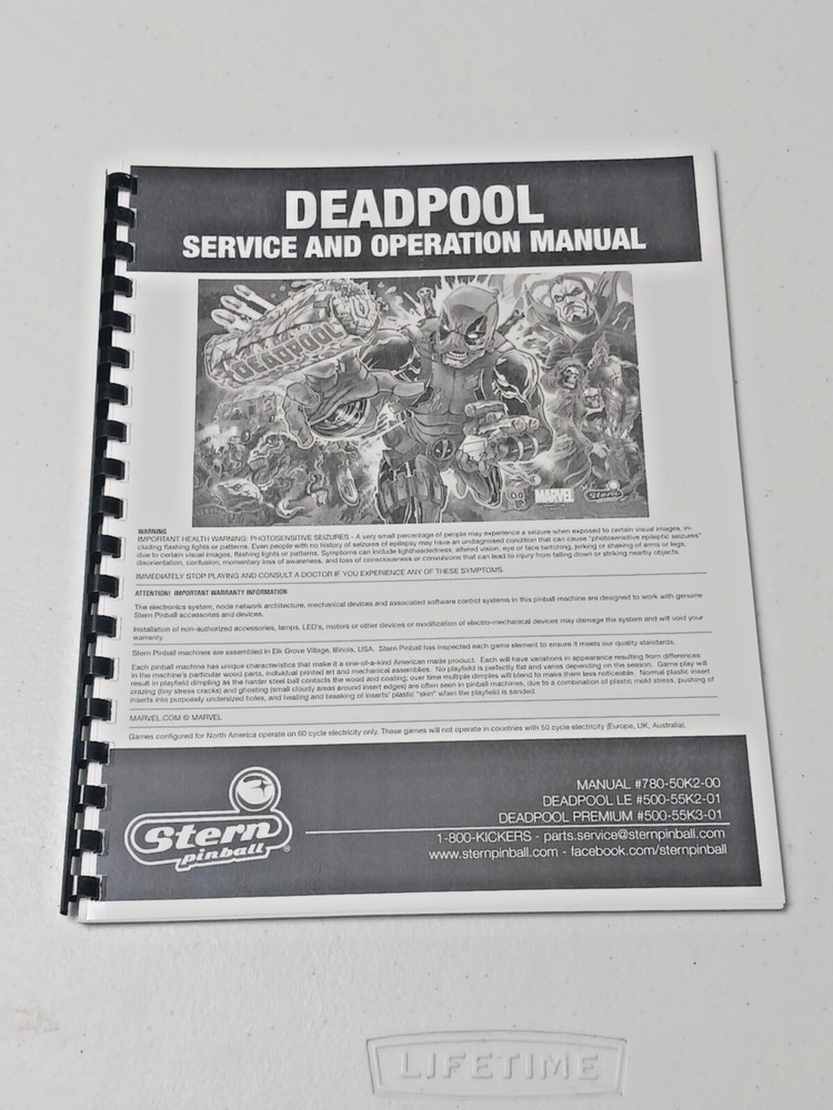 Deadpool - LE/Prem, STERN, SERVICE AND OPERATION MANUAL