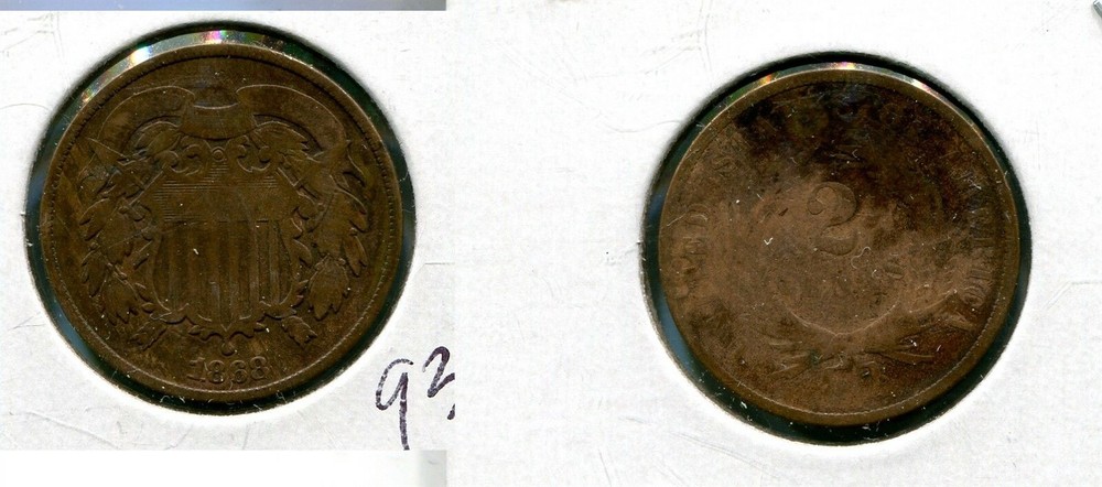 1868 TWO CENT PIECE TYPE COIN G VG 932P