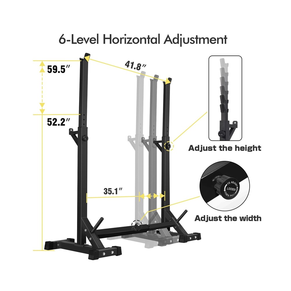 CANPA Adjustable Squat Rack Stand Multi-Function Barbell Rack Weight Lifting ...