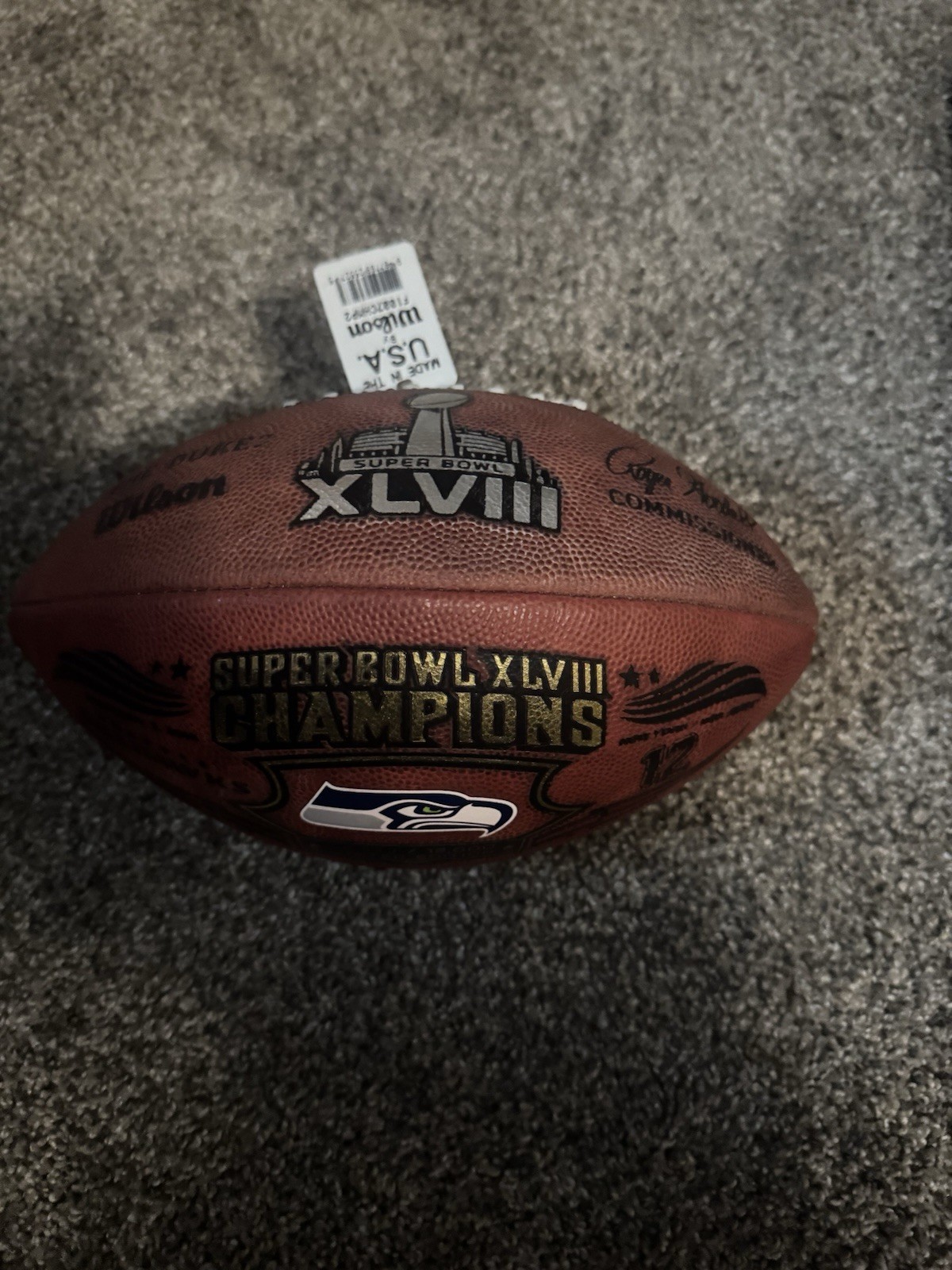 Wilson NFL Super Bowl XLVIII Champions Seattle Seahawks Duke Leather Football