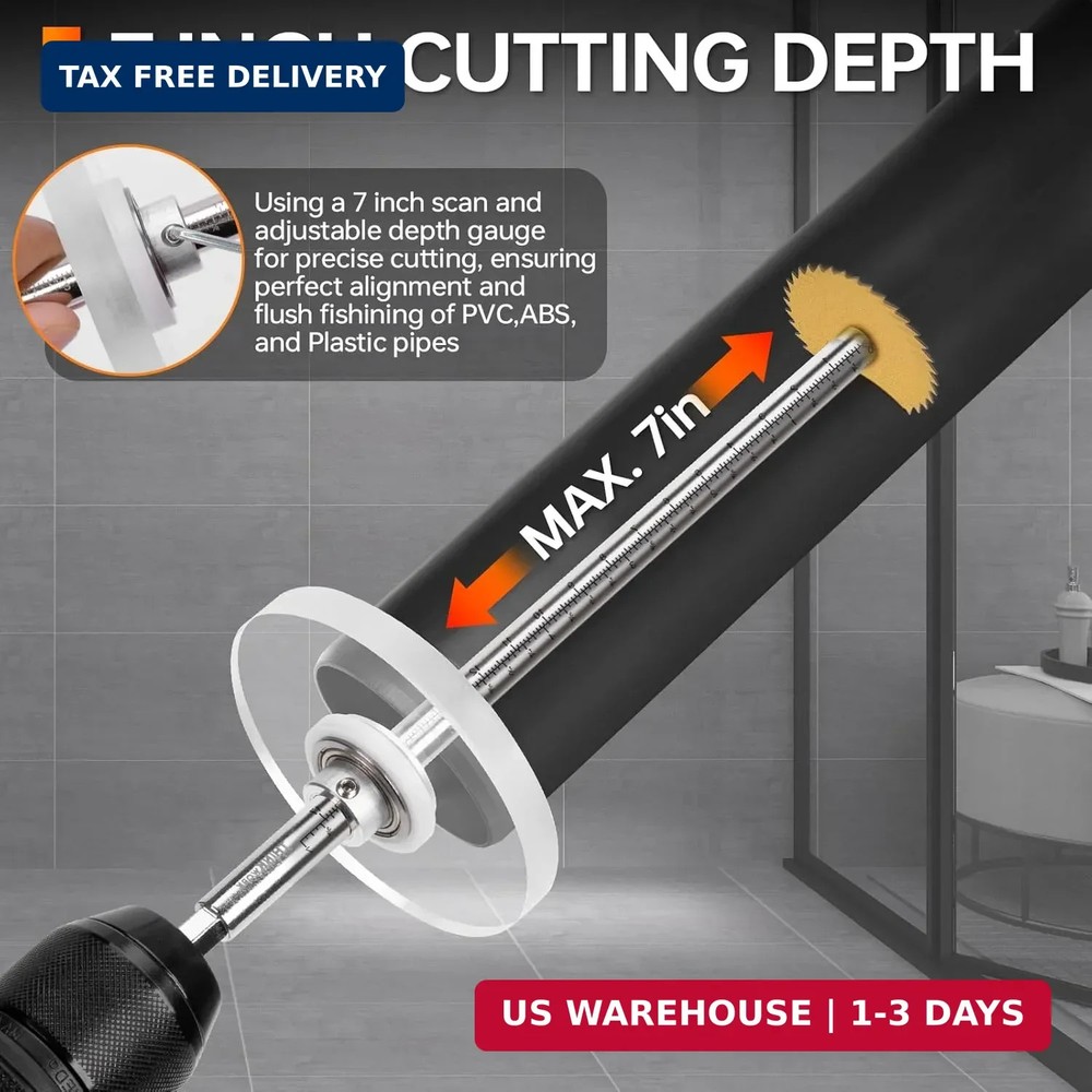 THINKWORK Inside Pipe Cutter for PVC Pipe, Cutter Tool Set with 7 inch Scale Adj