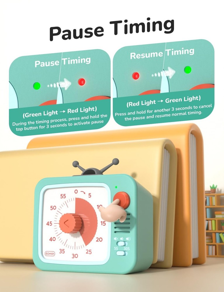 LIORQUE Visual Timer for Kids with Pause Function, 60-Minute Countdown Timers...