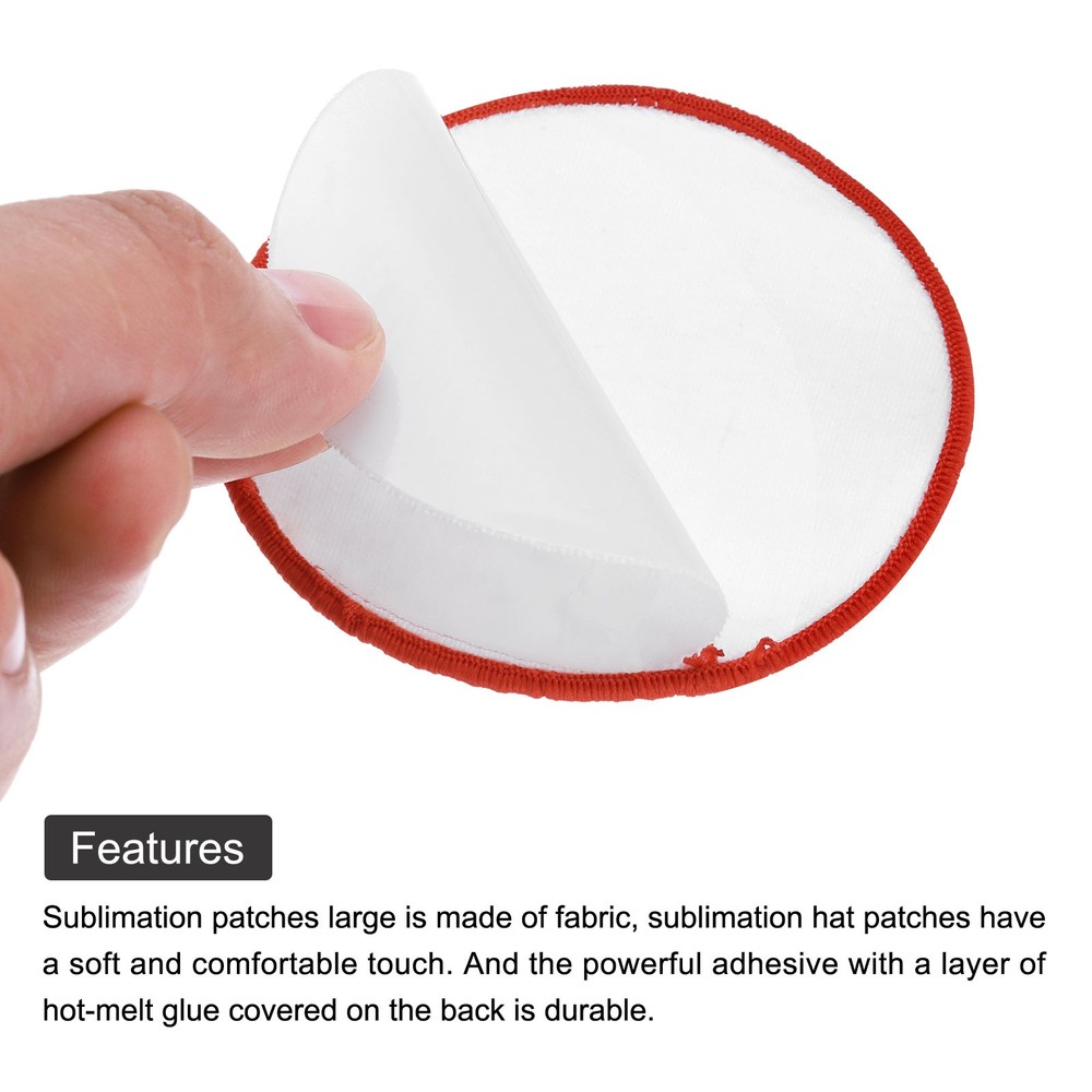 20pcs Sublimation Patch Blank, Fabric Iron-on White with Red Border