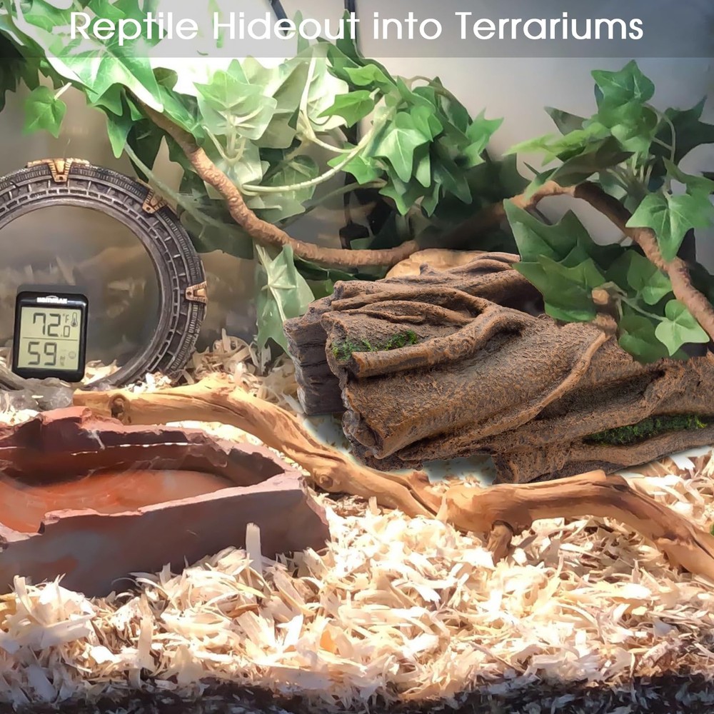 Lizard Snake or Reptile Hide, Large Hollow Log Snake Hideout for Ball Python ...