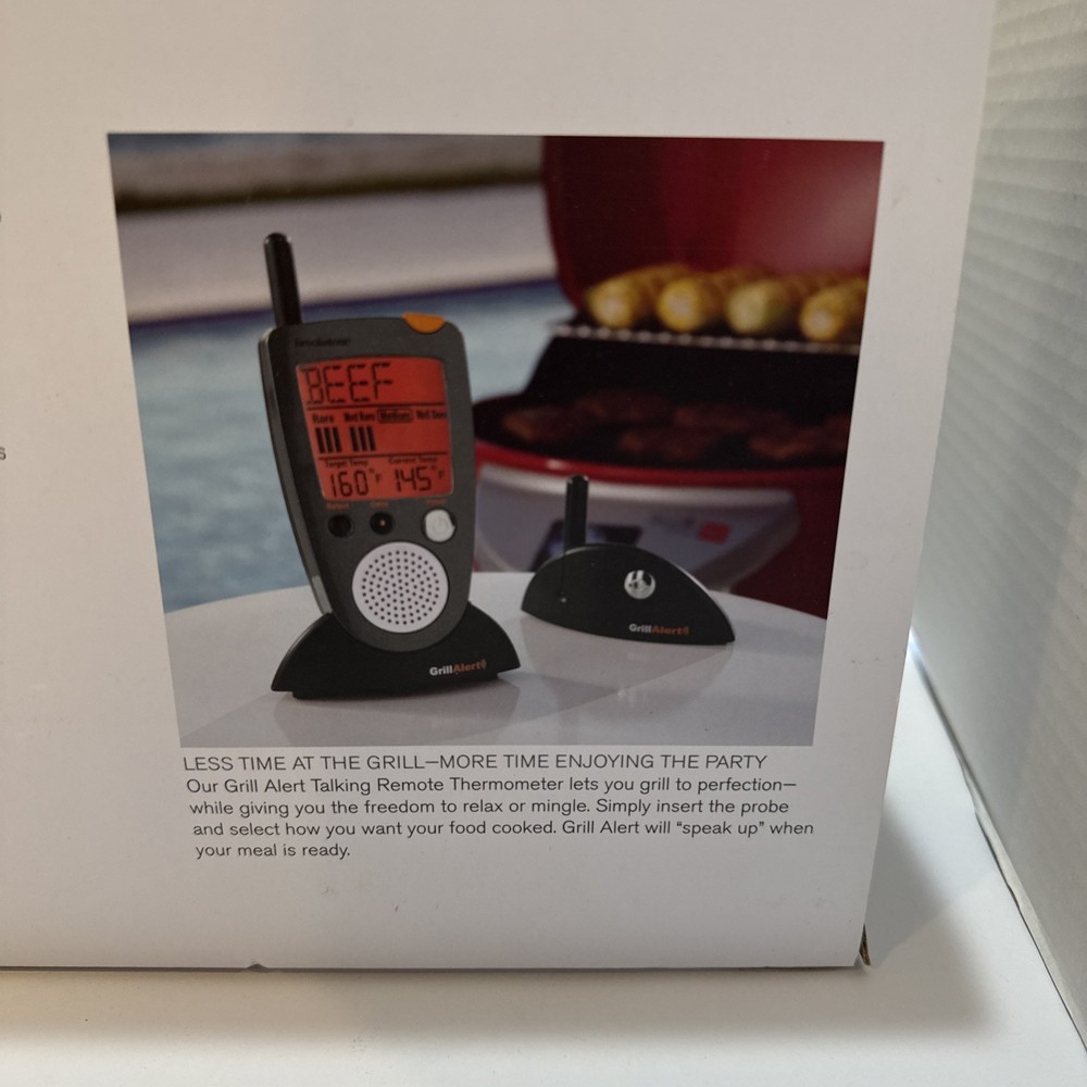 Brookstone Grill Alert Talking Remote Meat Thermometer Wireless Very Good