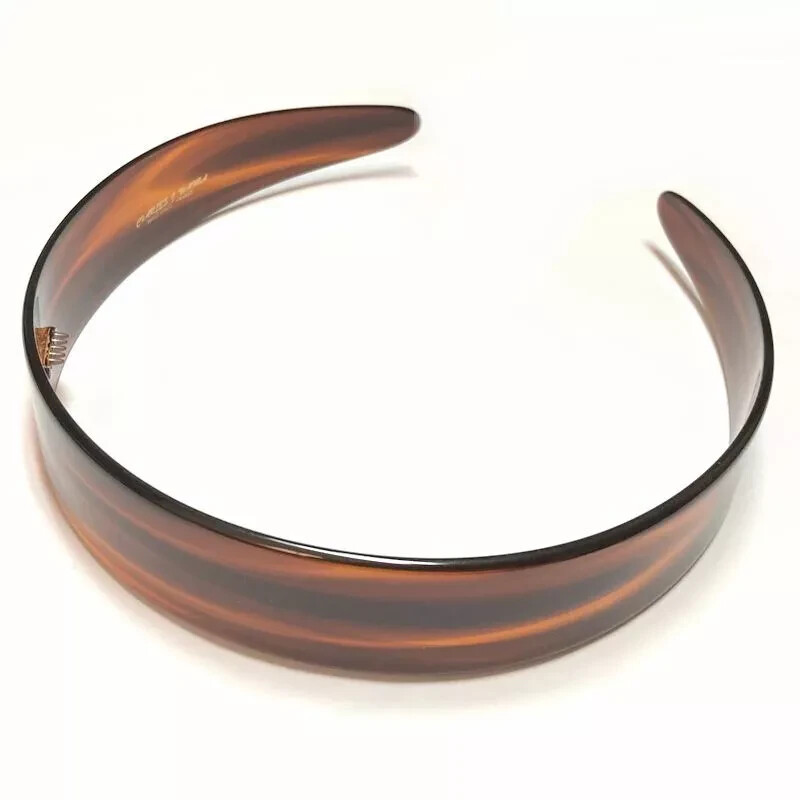 Charles Wahba Headband Hair Flexible Glossy Tortoise Brown Stripe Made in France