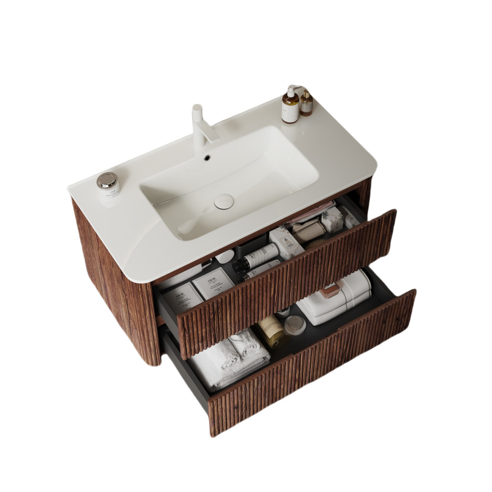 24" Modern Floating Vanity with Sink & 2 Drawers, Preassembled