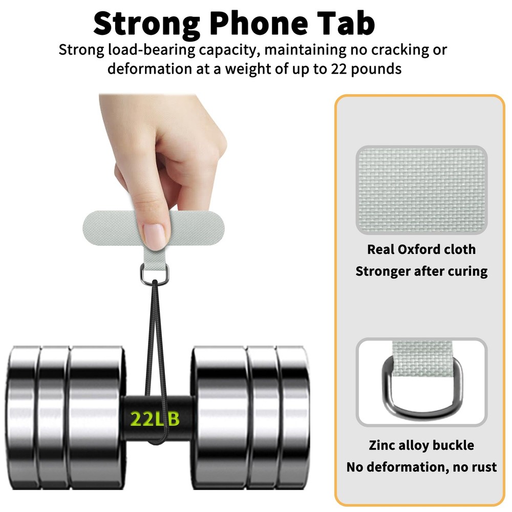 TACOMEGE Phone Tether Tab for iPhone, Cell Free Size, Light Grey