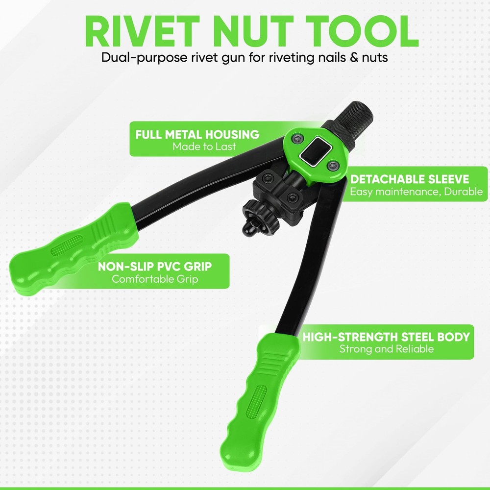 Dual Function Hand Rivet Gun with Rugged Carrying Case – Heavy Duty Single