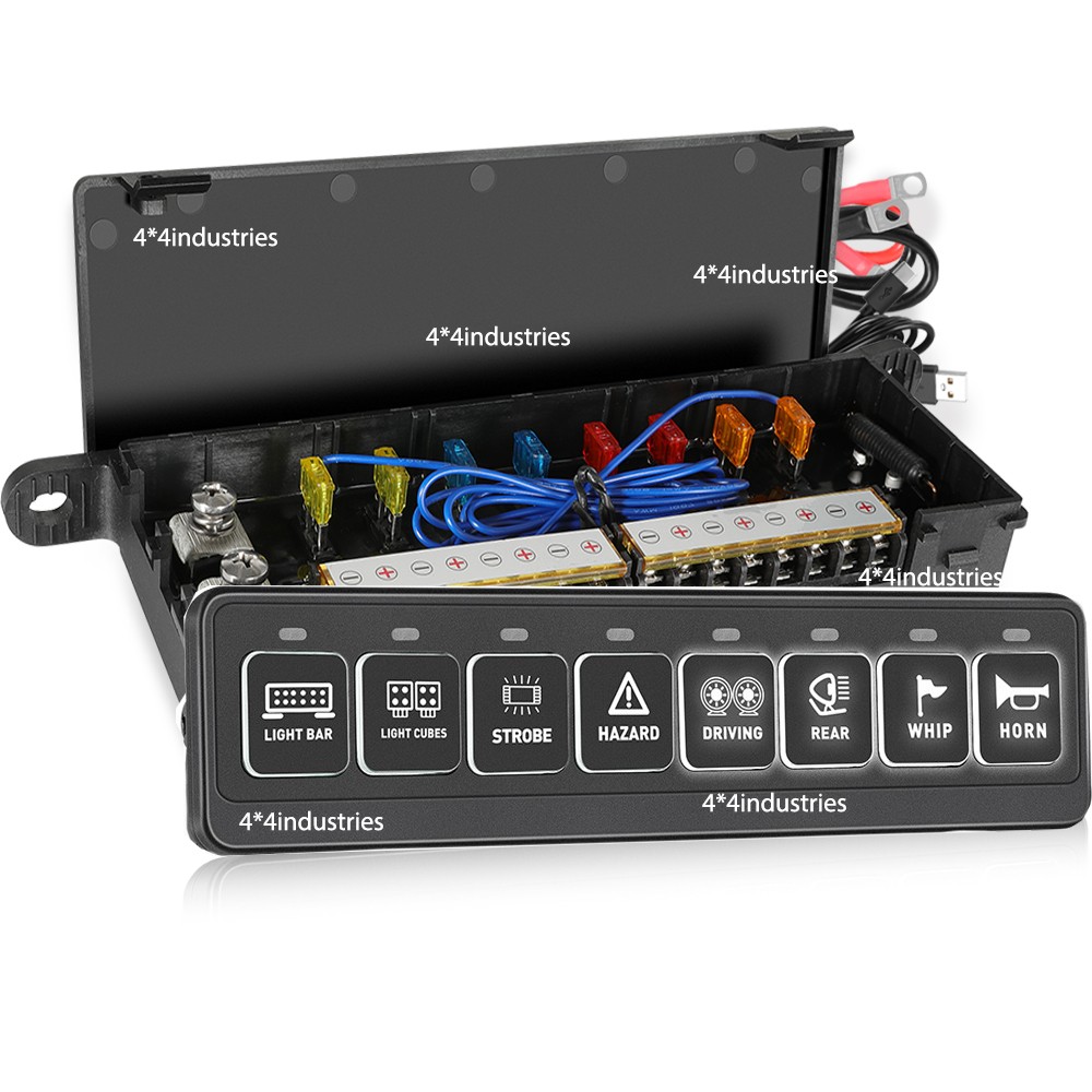 Wireless 8Gang LED Switch Panel Kit Offroad Light Circuit Control On-Off LED Car