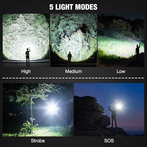 Rechargeable Flashlights 90000 High Lumens - 2 Pack, Super Bright LED
