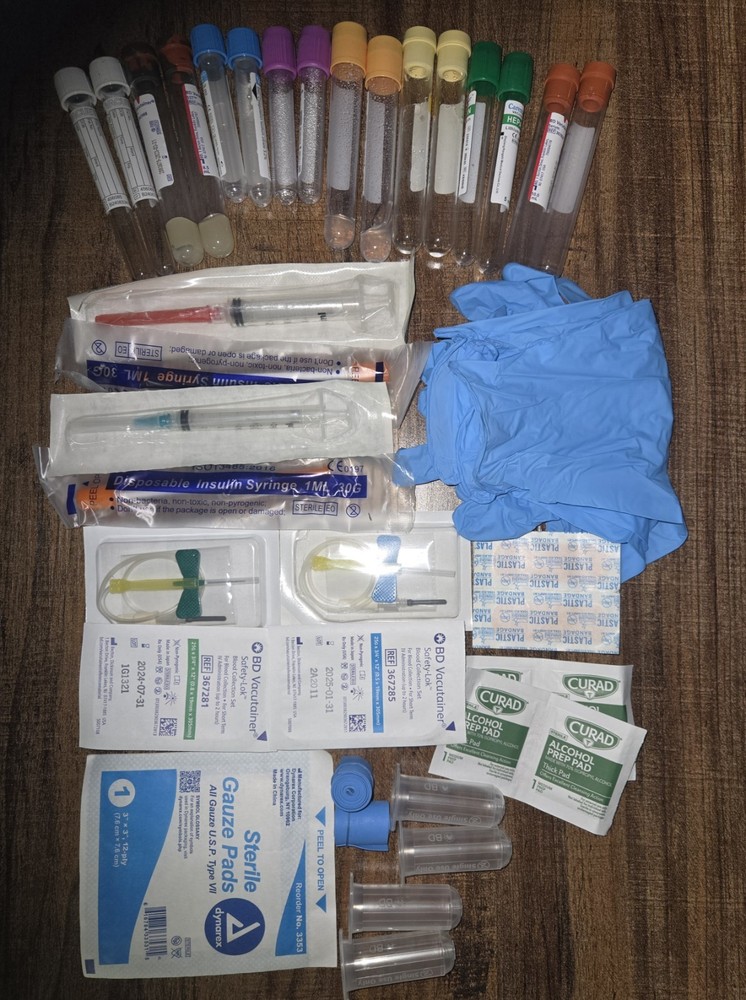 Phlebotomy Student Practice Kit -Tubes, Tray, Gloves & More Educational Use Only