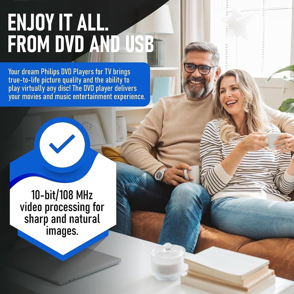 Philips DVD Player for Smart TV. Compatible with CD, DVD, MP3 + Remote Control