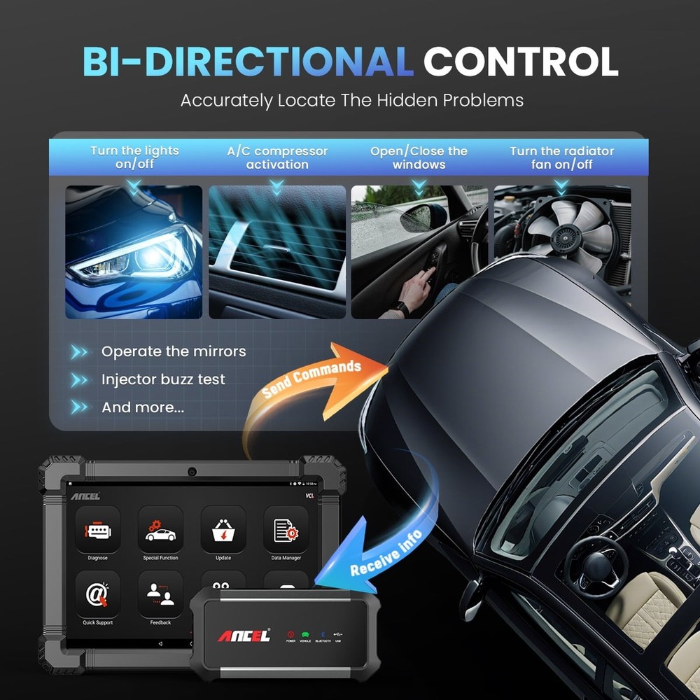ANCEL X7 OBD2 Scanner Bluetooth Diagnostic Bidirectional ECU Coding DPF TPMS OIL