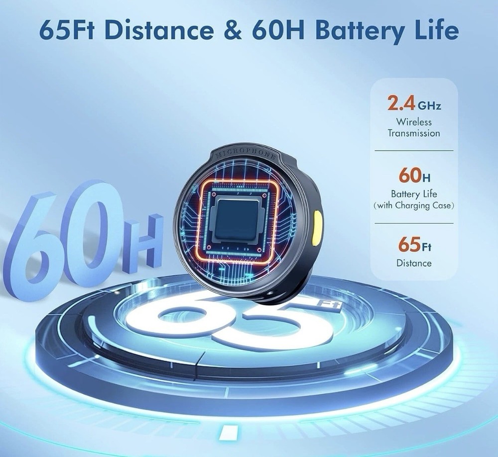 Professional Wireless Lavalier Microphone / Charging Case, 2 Pack Noise Cancel