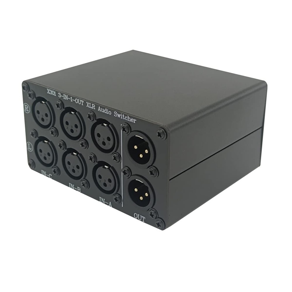 XLR Stereo Audio Switch Box: 3-Way Balanced Converter & Input Selector (X301)