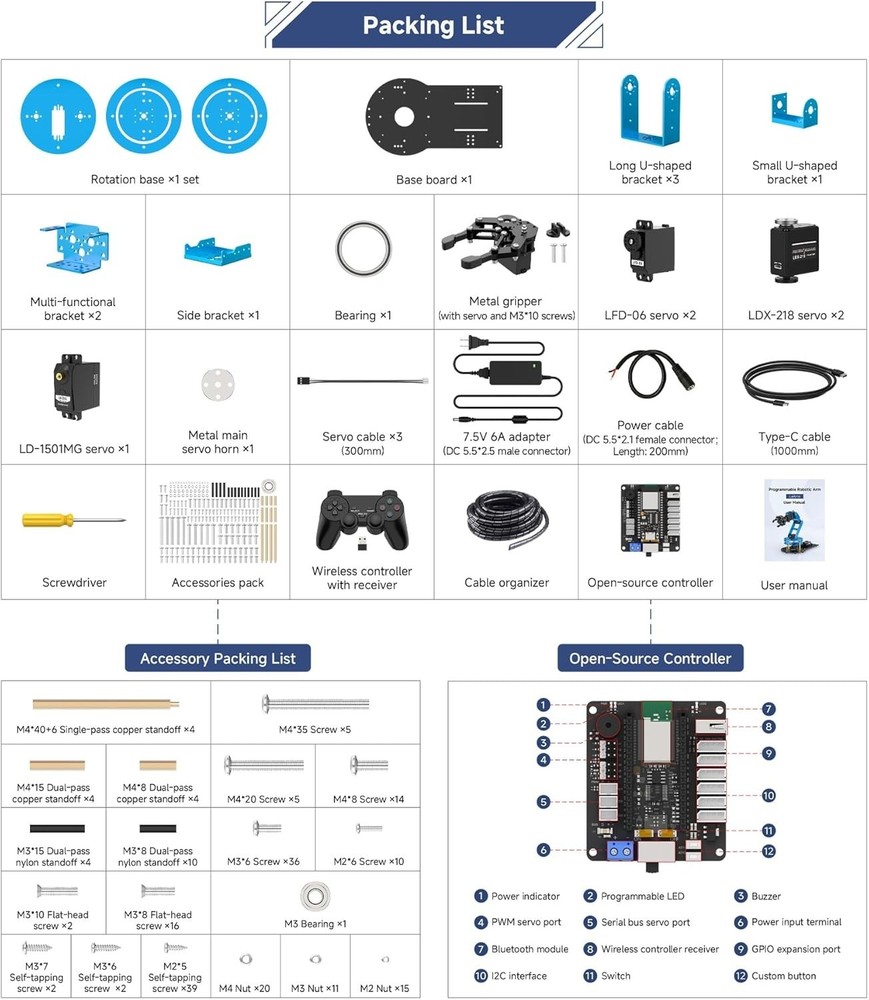 Robotic Arm Kit 6DOF Programming Robot Arm with 6 Servos, Handle, Mechanical ...