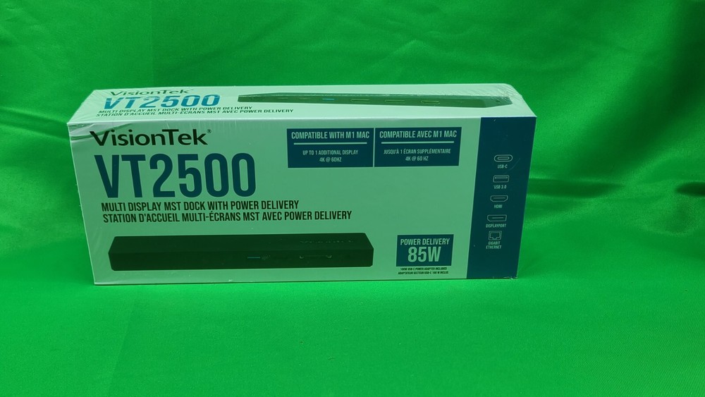 NEW SEALED VisionTek VT2500 Multi Display Docking Station 85 Watts Black