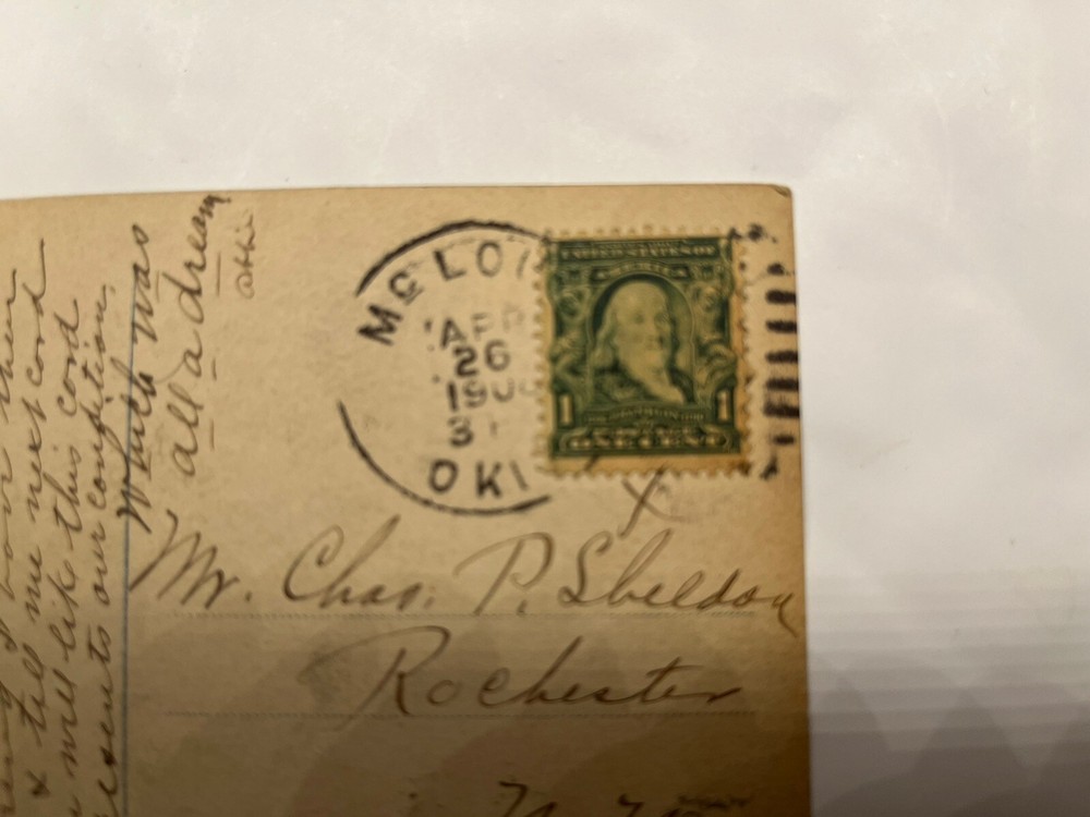 Benjamin Franklin Stamp On Postcard 1908