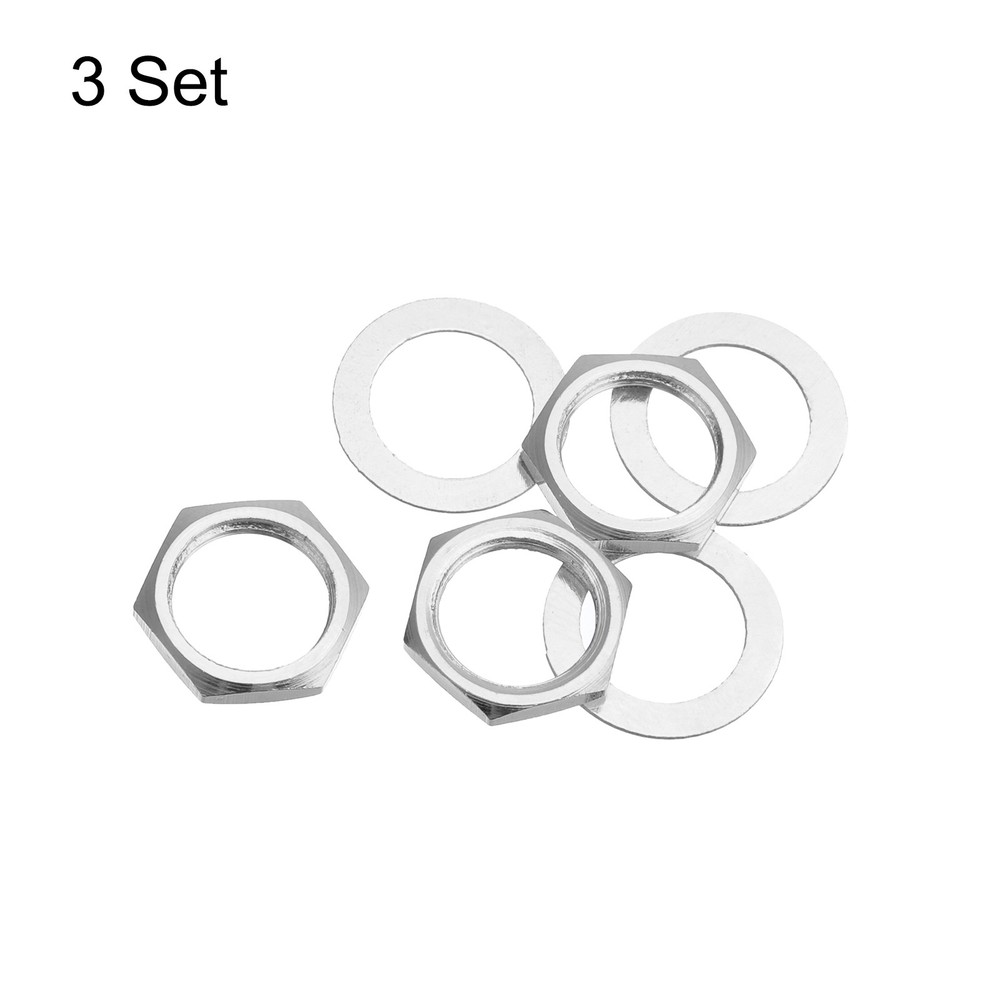 3Set Guitar Nuts and Washers 3/8" Guitar Input Output Jack Socket Silver