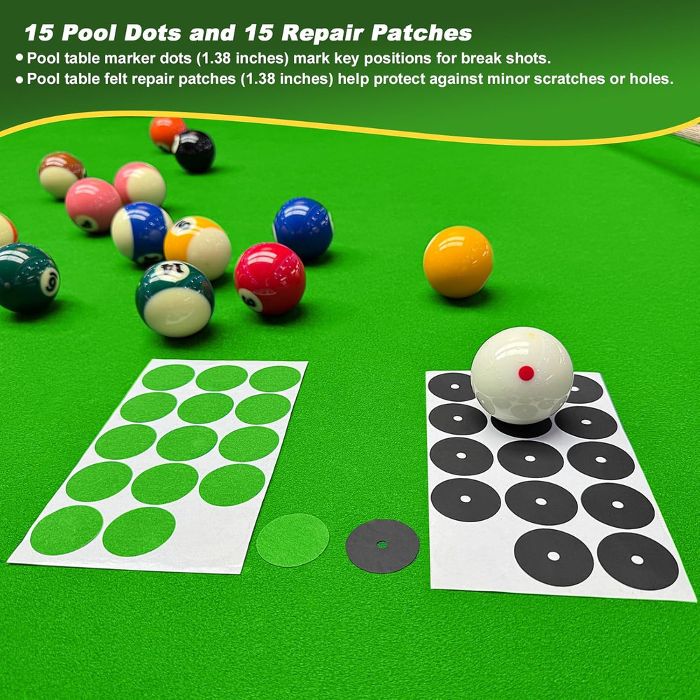 Billiard Pool Table Accessories Kit: 10 Piece Set with 2 Pool Table Brushes,2 Fe