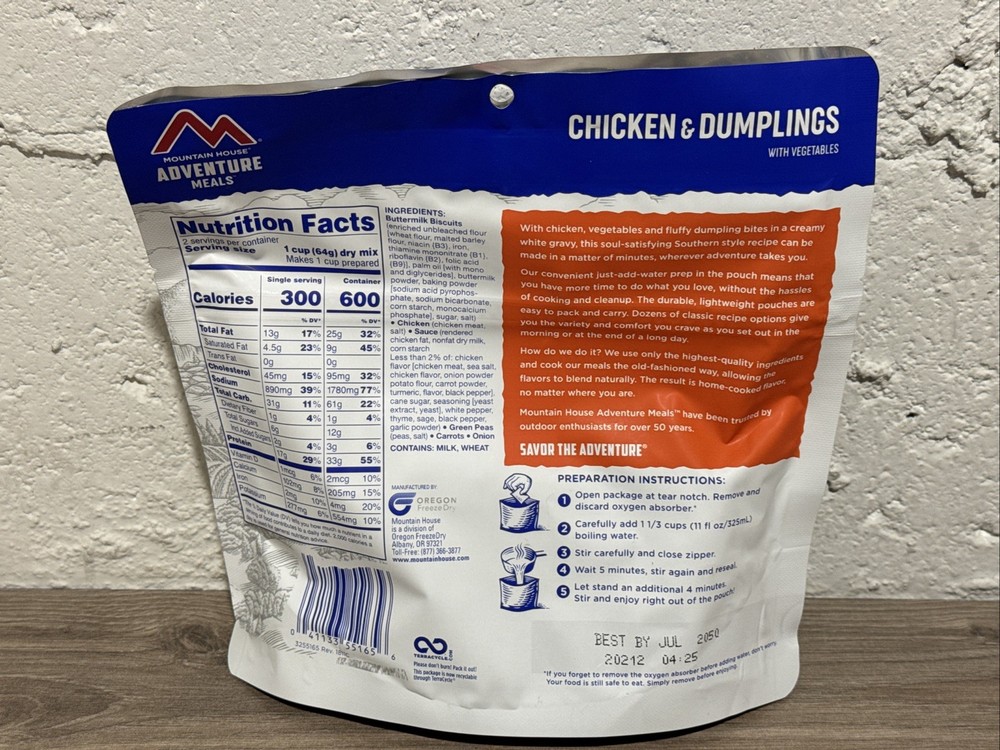 Mountain House Chicken & Dumplings - Freeze-Dried Camping, 2-Serving Backpacking