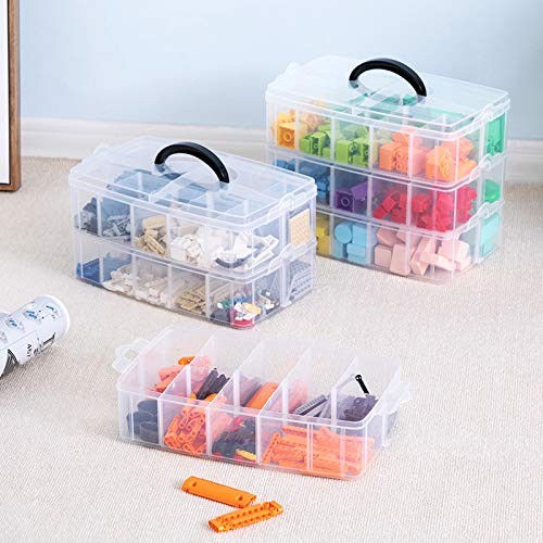3-Layer Things & Crafts Storage Box with 30 Adjustable Compartments for Organ...