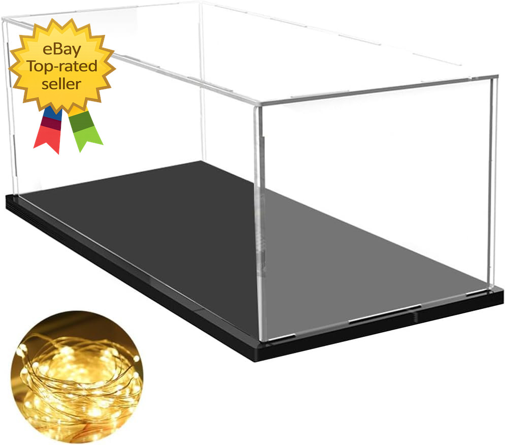 Acrylic Display Case Large Model Car Box Dustproof Clear Showcase with BlackBase