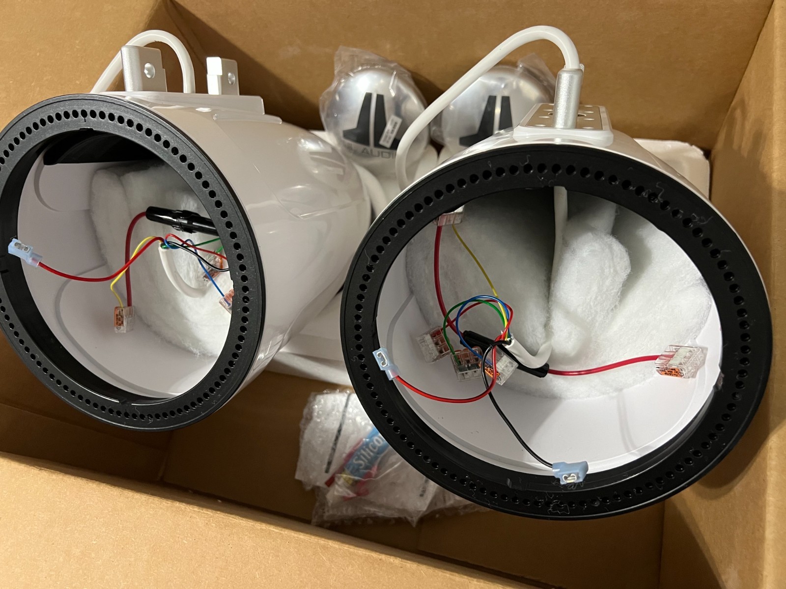 JL Audio 7.7" Enclosed Wake Tower Speaker Enclosures Empty Pair w/o clamps