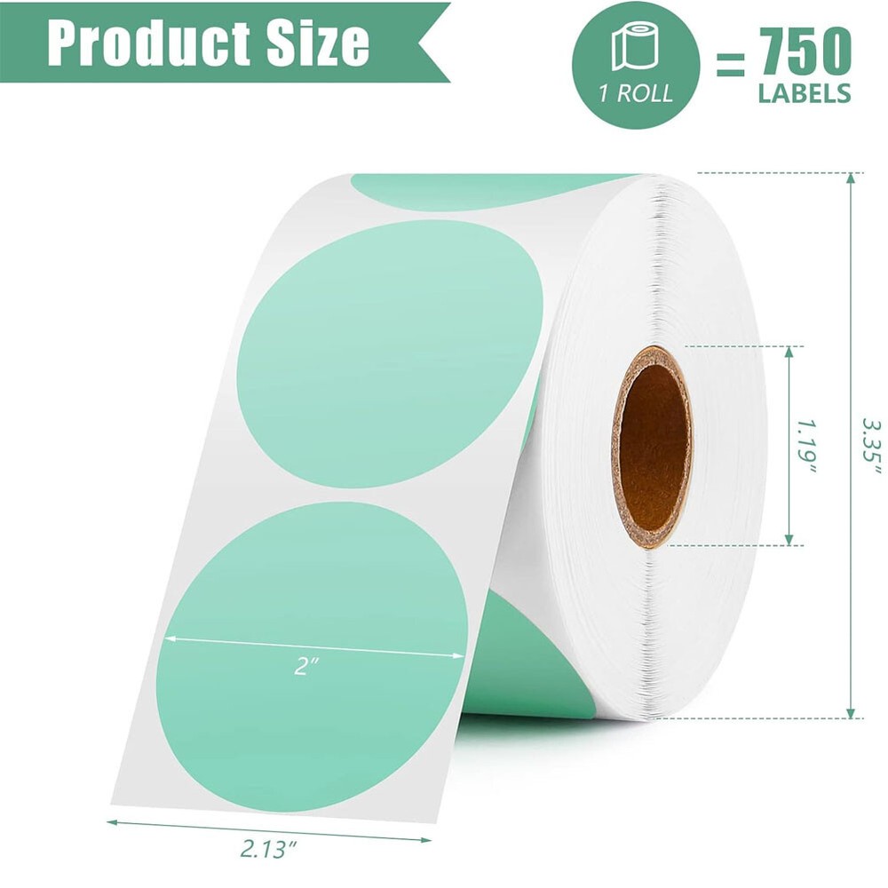 2" Circle Code Dot Sticker Self-Adhesive Round Direct Thermal Labels 750/Roll